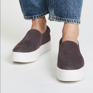 Vince Warren Slip On Platform Sneaker, Grey Suede